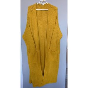 Longline cardigan vibrant turmeric color